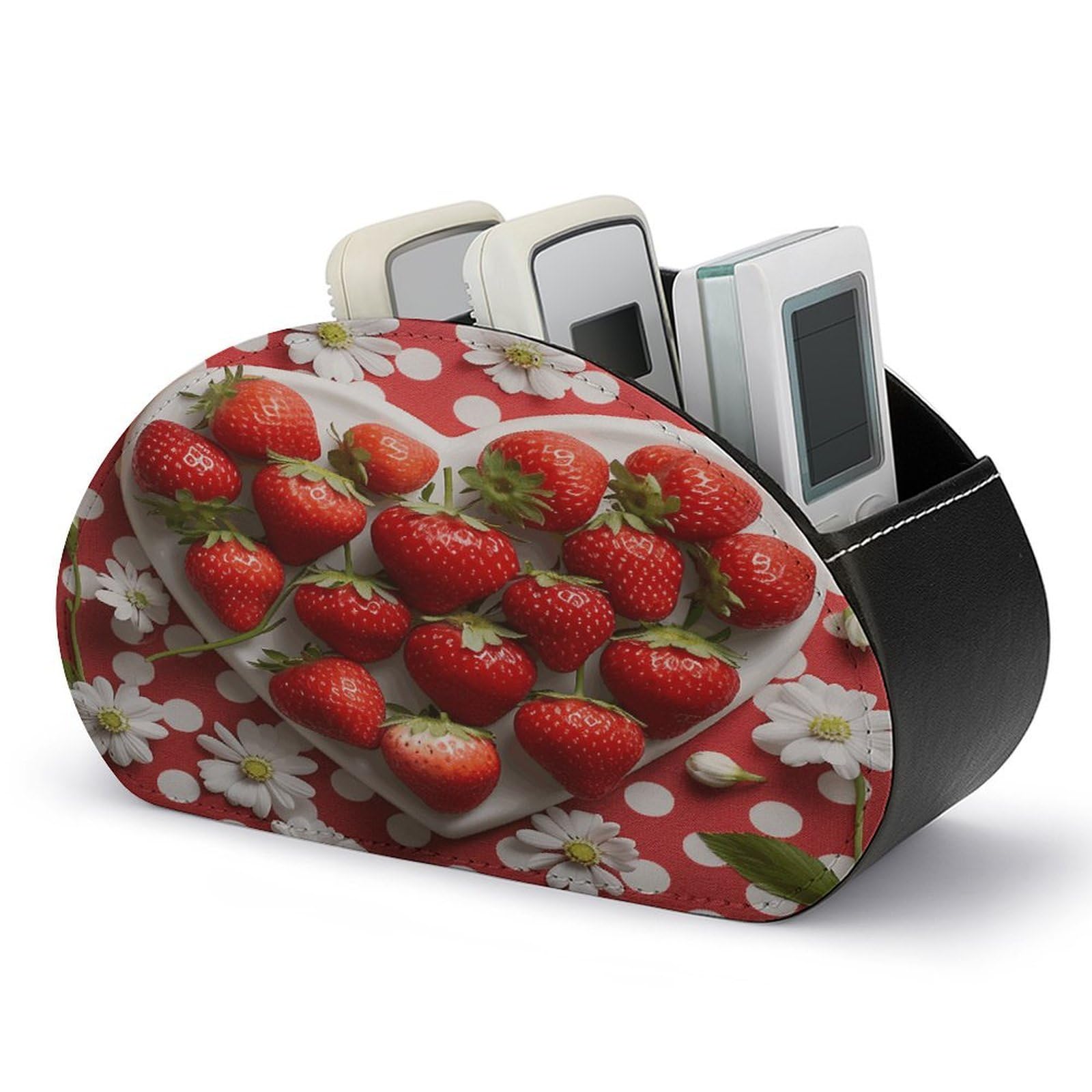 Btcowzrv Style A Plate Of Strawberries Remote Control Holder With 5 Compartments
