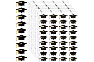 Graduation Cap Stickers Alphabet Gold Black Water Bottle Labels