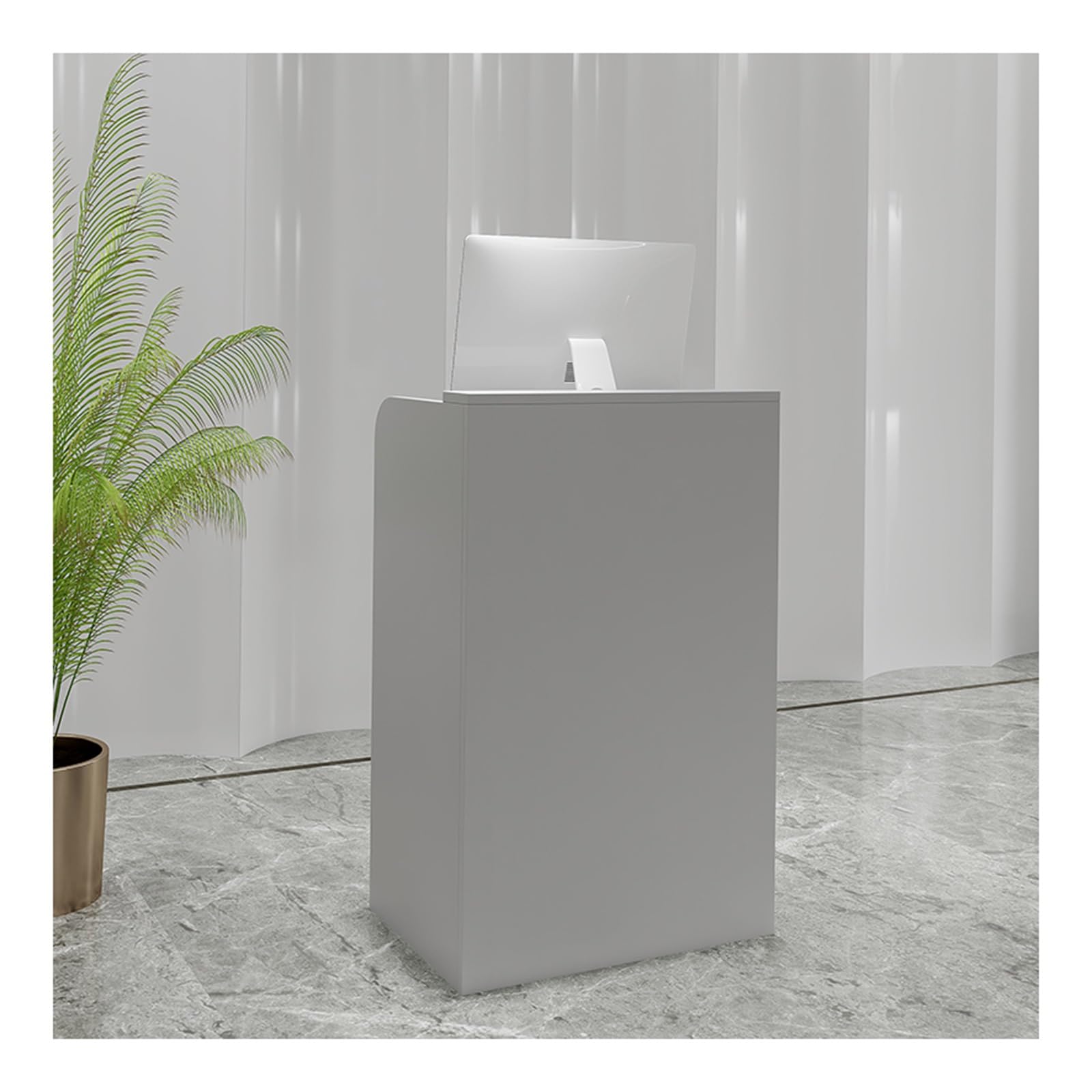 Banco reception con cassetti, scrivania reception moderna, scrivania ufficio, banco vendita, mobili ufficio, per salone, lobby, cassa (Grigio, 60X40X95cm)