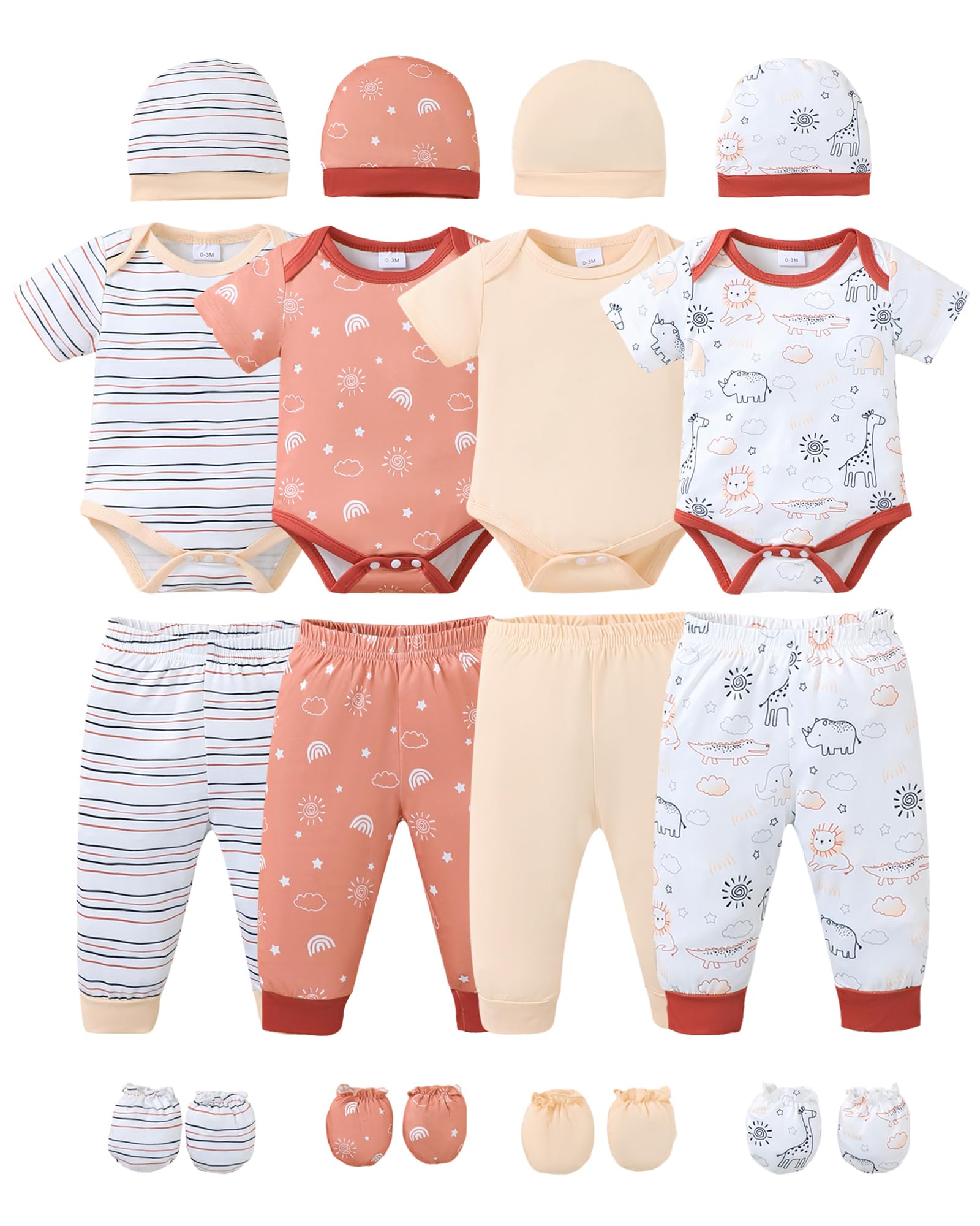 NZRVAWS Newborn Baby Boy Girl Clothes Unisex Preemie Infant Must Have Pants Set Outfits 0-18 Months 20 Pcs Essentials Gift