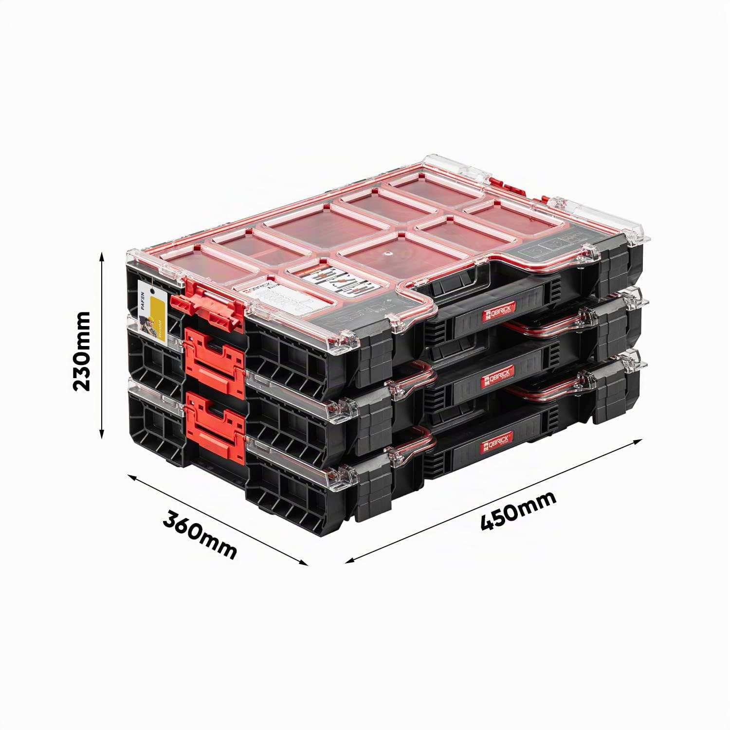 3x Sortimentskasten Kleinteilemagazin – 450 x 80 x 360mm – Premium Sortierkasten Wekzeugbox mit ausziehbaren Eimern Organzier PRO Sortierkoffer