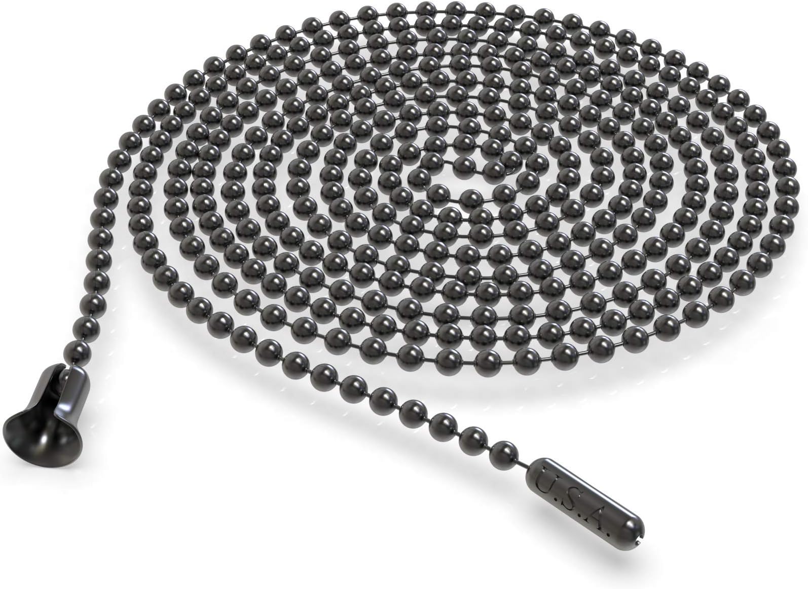 Dog Tag Surplus Ceiling Fan Pull Chain – Single 36-inches Black Stainless Steel Fan Pull Chain for Hanging Light Fixtures