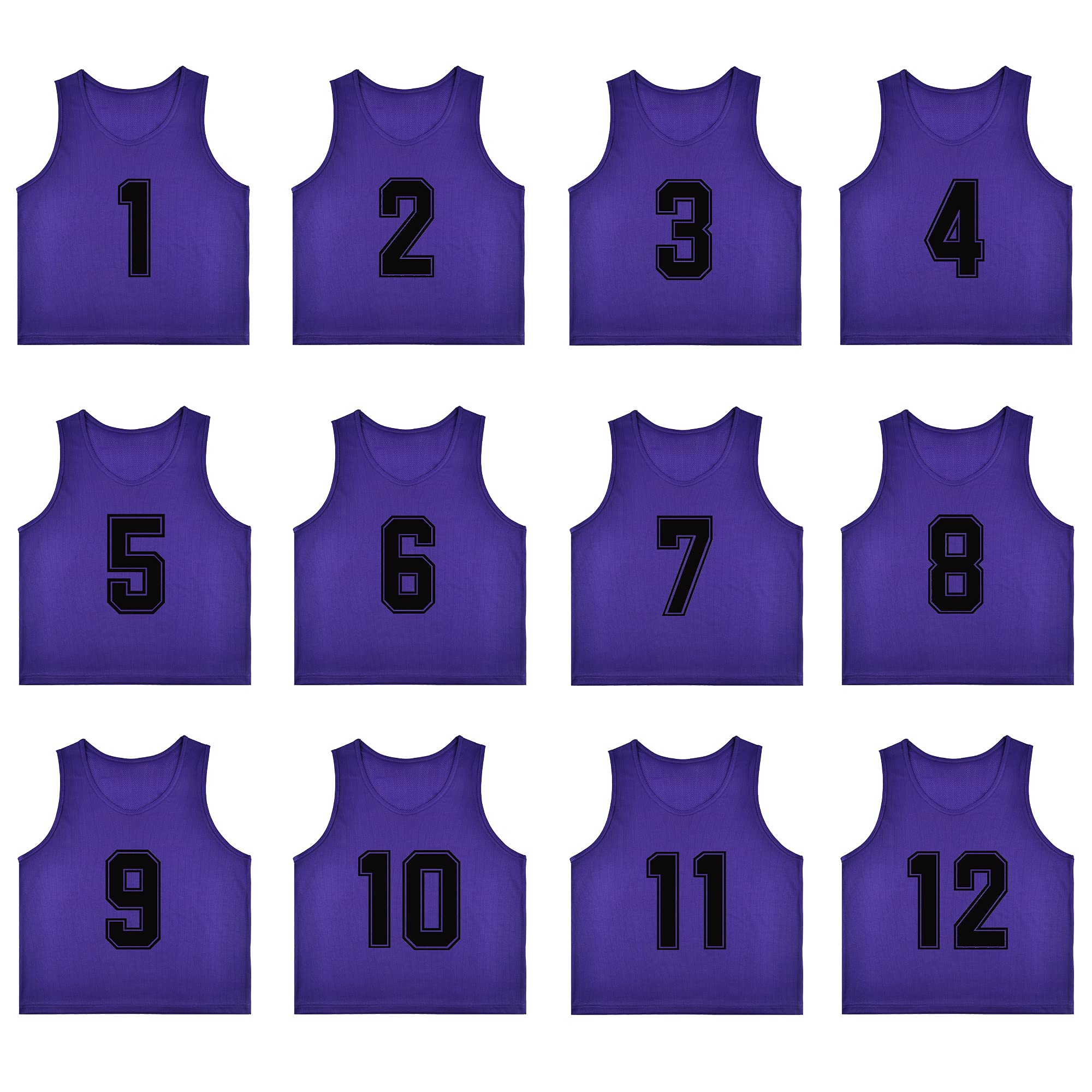 RE-HUO Set of 12 Numbered (1-12) Soccer Vests/Sport Pinnies/Training Bibs with Free Carry Bag-image-24