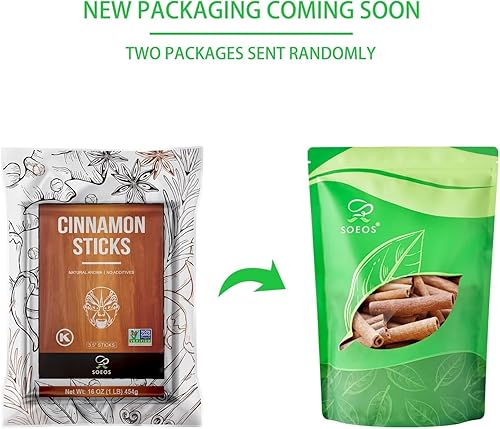 Miniatura 3 de Soeos Palitos de canela de 16 onzas (16.01oz), canela, canela a granel, canela orgánica, palitos de canela orgánica, 100% crudos, sin OMG, palitos