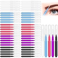 Vista 1 de 50 piezas de cepillo micro para cejas, cepillo multifuncional de peine de pestañas con tapa, cepillo portátil de laminación de cejas cepillo