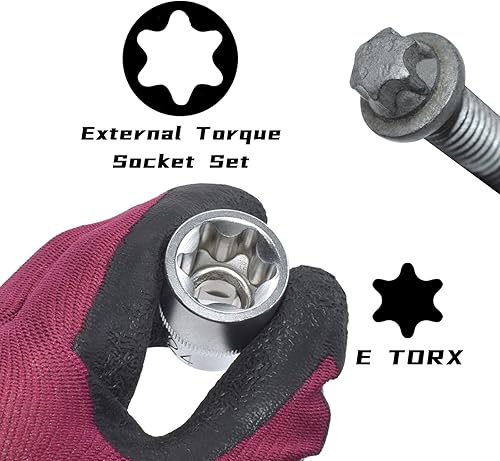 Miniatura 9 de Juego de 19 llaves externas Torx Plus, compatibles con Tesla, 6 puntos EP Socket 12 pulgadas, 38 pulgadas, 14 pulgadas, Dr EP4 EP5 EP6 EP7 EP8 EP10
