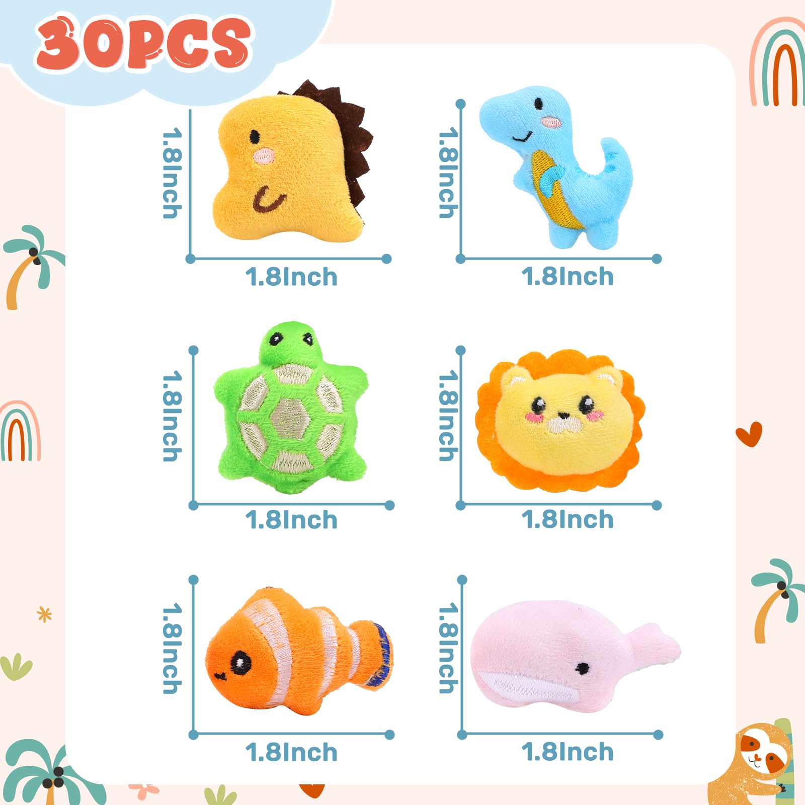 Skirfy 30pcs Claw Machine Prizes for Kids Mini Animal Plush Toy Set Different Designs, 1.8''Small Stuffed Animals for Claw Machine Toy Refill, Carnival Prizes,Party Favors - Image 3