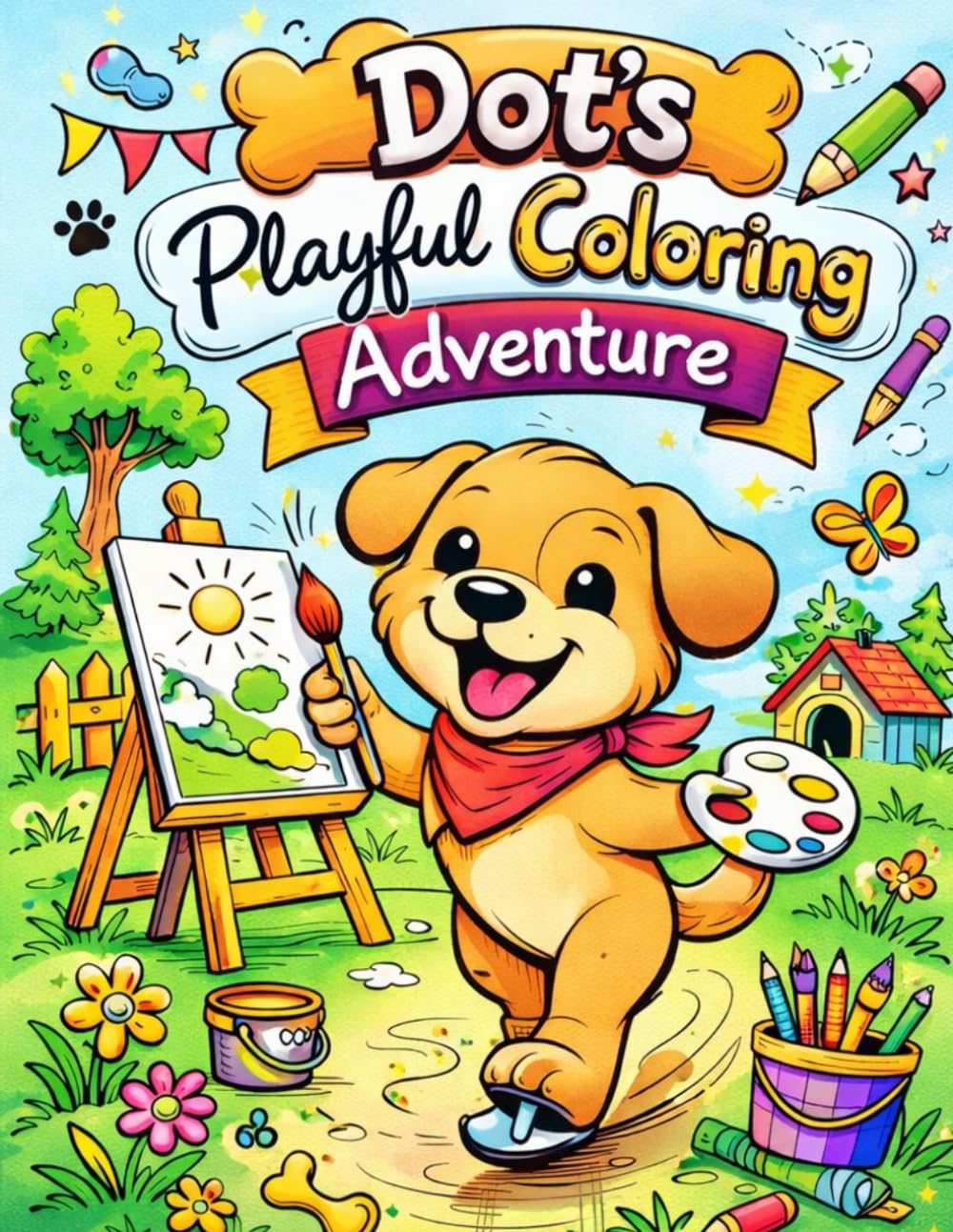 Dot's playful coloring adventurennn: Adorable Puppy Adventures for Kids Ages 4–8 | Cute, Easy & Fun Dog Coloring Pages
