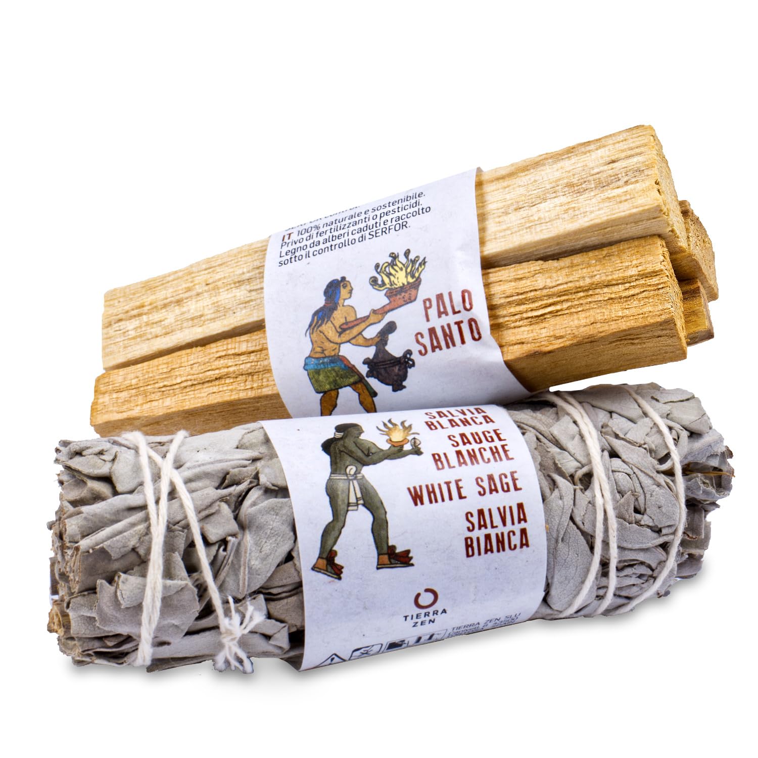 Premium Räucherset aus weißer Salbei und Palo Santo | Mit Abalone Muschel und Tripod | Geschenkset | Für Seele, Entspannung, Reinigung, Ritual