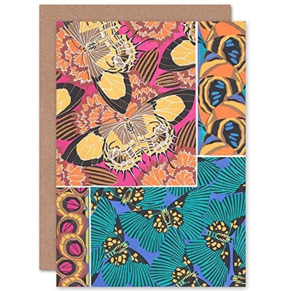 Wee Blue Coo Butterflies Wings Colourful Collage Greeting Card With Envelope Inside Premium Quality