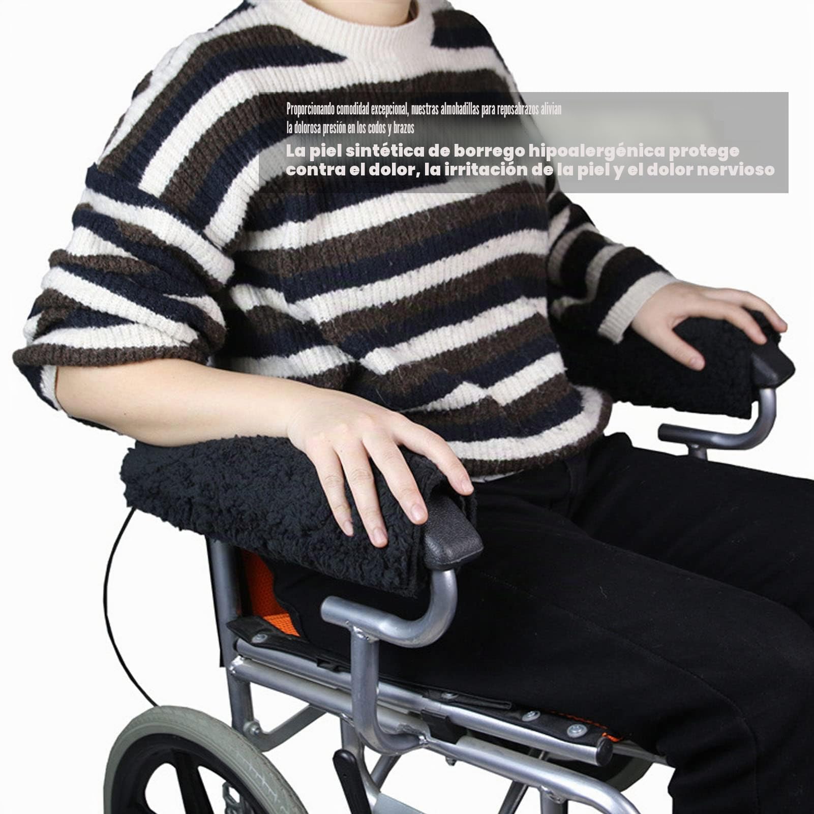 Funda para Reposabrazos, 1 Par de Fundas para Reposabrazos de Silla de Ruedas, Almohadilla para Reposabrazos para Silla de Ruedas Lavable Extraíble para Silla de Oficina Y Transporte, Sillas de Ruedas