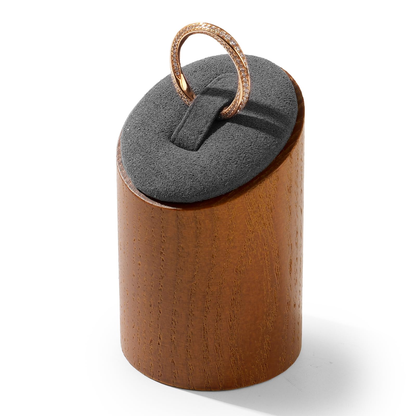 Oirlv Supporto Per Anelli e Gioielli in Legno Massiccio, 3 Pezzi, Display per Contatore Gioielli (Grigio Scuro)