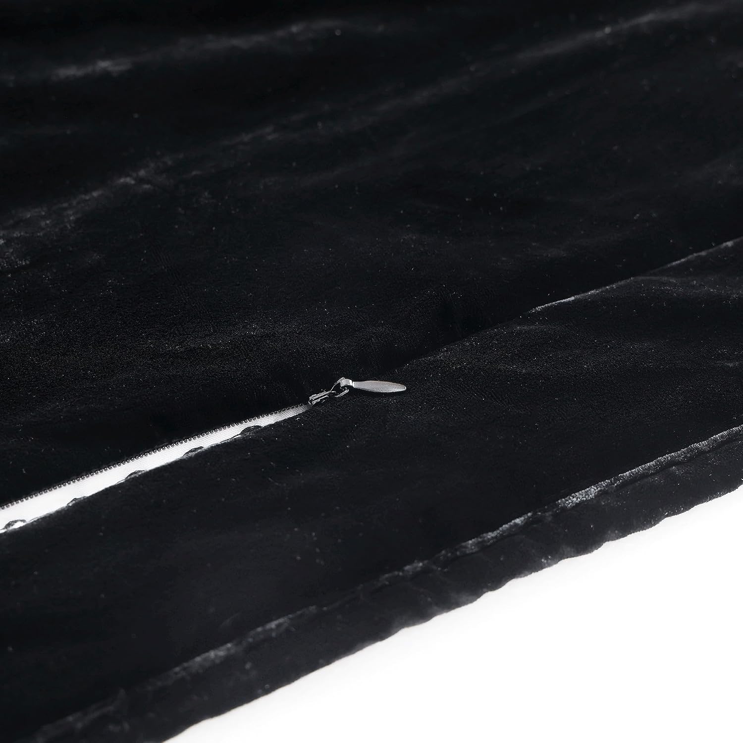 HiEnd Accent Stella Faux Silk Velvet Double Box Stitch 3 Piece Quilt Set, King Size, Black Solid Color, Classic Chic Modern Rustic Elegant Bedding Set, Lightweight Bed Set