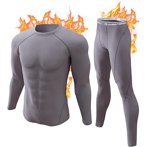 CL convallaria Thermal Underwear for Men, Ultra Soft Long Johns Warm Base Layer Top and Bottom Set for Cold Weather