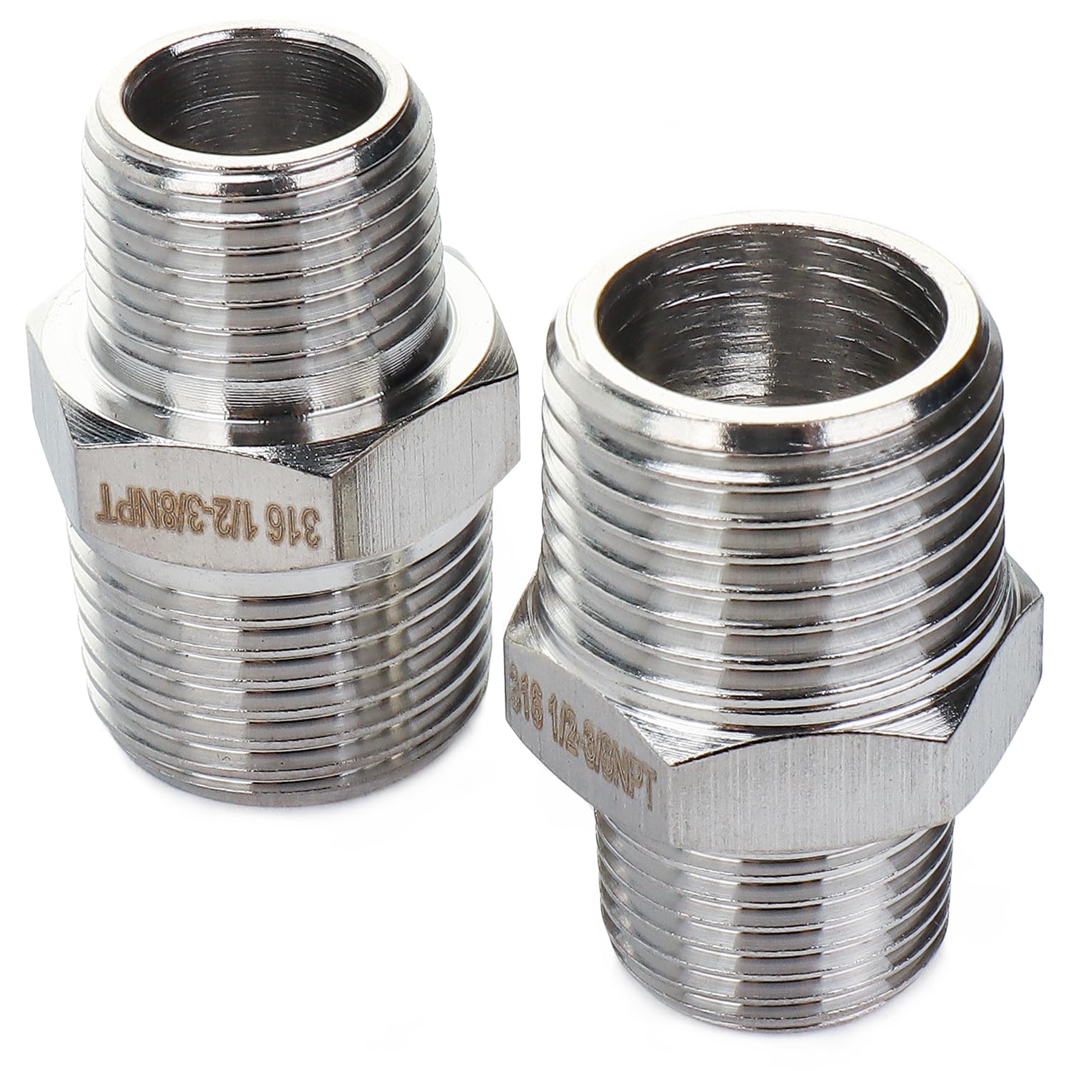 Raccord hexagonal NPT 1/2 x 3/8 en inox 316 pour bateau