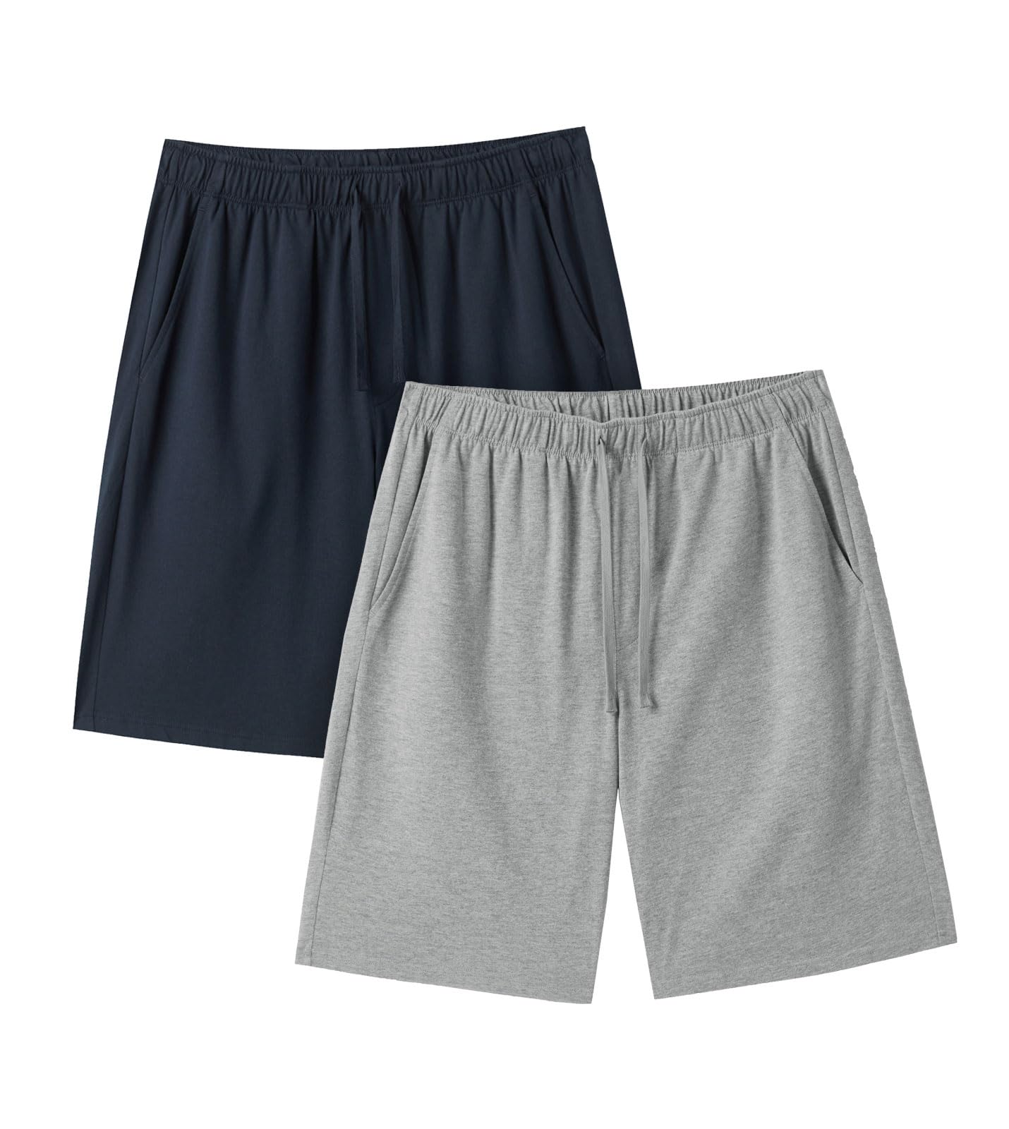 LAPASA Lot de 2 Shorts de Pyjama Homme en Polycoton Court Short de Détente & d'Intérieur Maison Pyjacourt Uni avec Poches M93