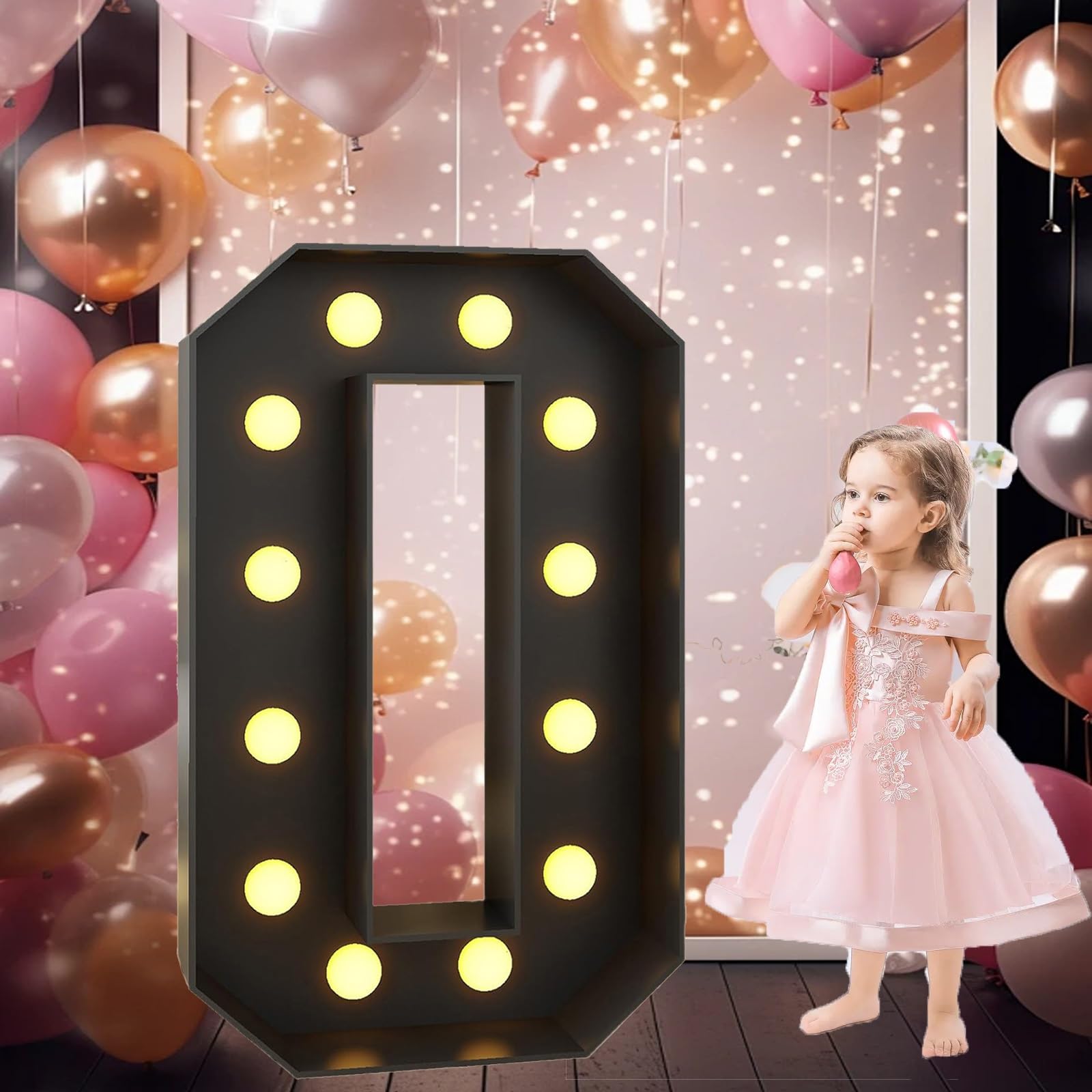 Vdhfgso Number 0 4Ft Giant Black Marquee Numbers 40 Marquee Light Up Numbers For 40Th Birthday Decor Mosaic Numbers Frame Cardboard Diy Numbers With Light Bulbs Party Anniversary Decorations(,4Ft)