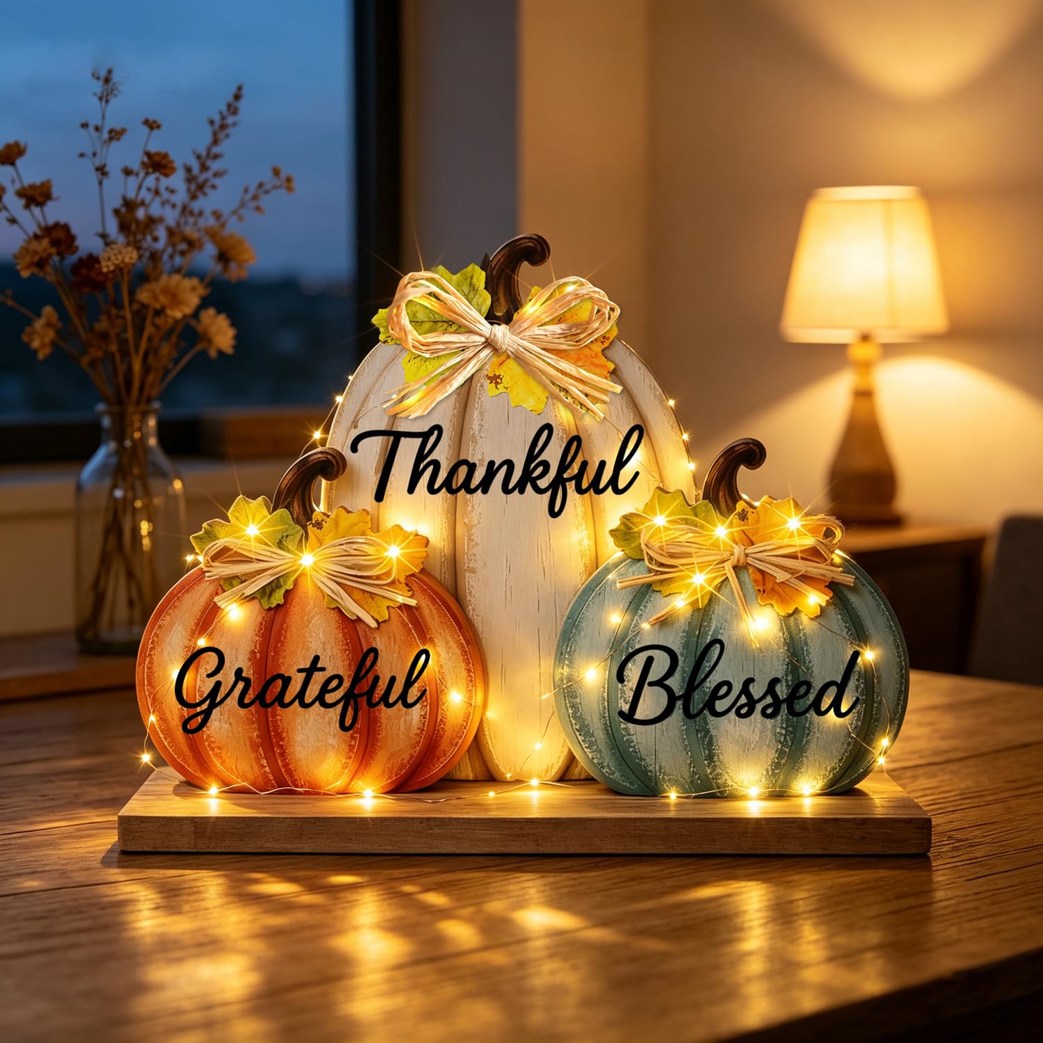 POXWYJI Pumpkin Sign with LED Lights