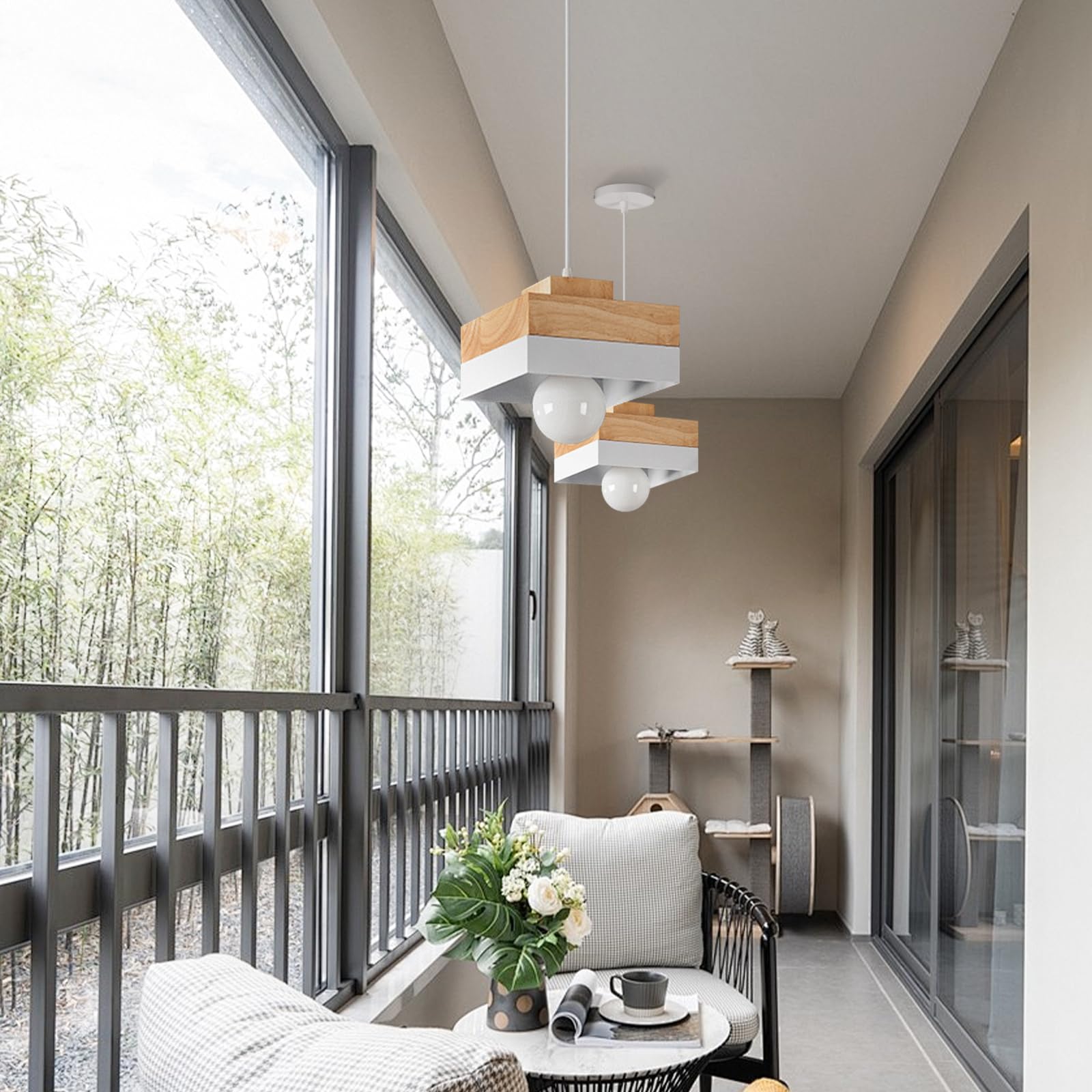 WOTTES 3 têtes Suspension Luminaire Vintage E27 Lustre Suspension