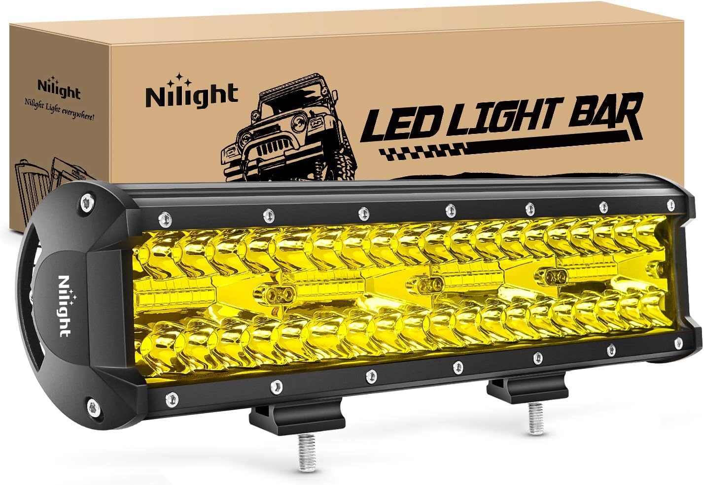 Nilight 18033C-A 12 Inch 240W Amber Triple Row