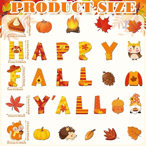 Miniatura 3 de 30 piezas de decoración de puerta de garaje de otoño, imanes magnéticos de hojas de arce de calabaza, calcomanías de calabaza Happy Fall Y'all,
