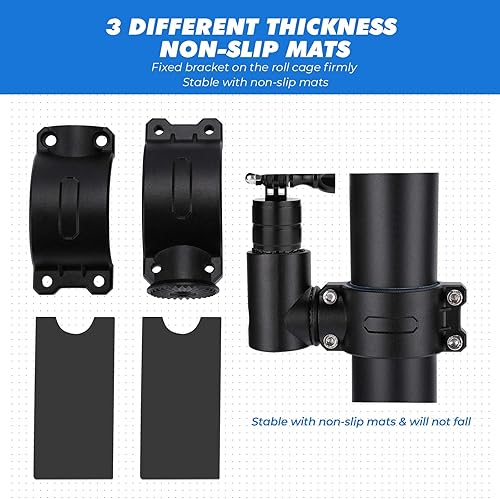 Miniatura 5 de KEMIMOTO UTV ATV Soporte de cámara de acción para barra de rollo de 1.75"-2", rotación de 360, compatible con Polaris RZR Ranger Can-Am Maverick X3,