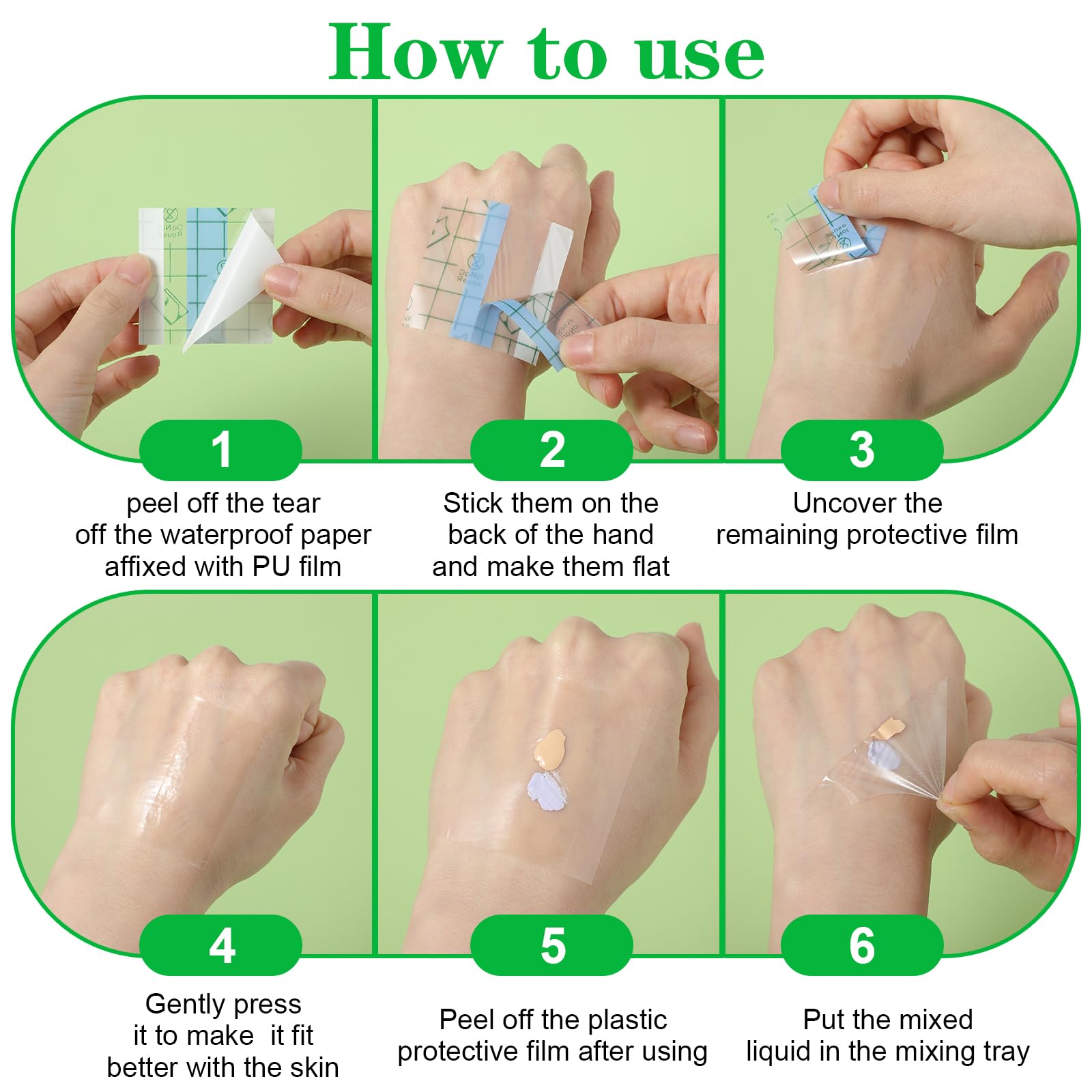 Paleta de mano de maquillaje de 100 piezas, paleta de mezcla de maquillaje de un solo uso, paleta de mezcla de maquillaje profesional, imprescindible, desechable, transparente, impermeable, 7