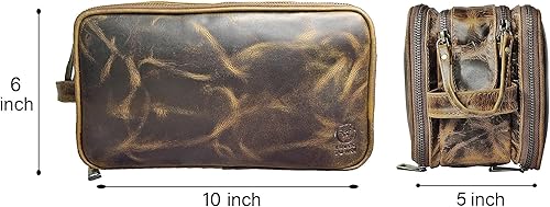 Miniatura 3 de RUSTIC TOWN Combo de bolsas de aseo de cuero de alta calidad, el mejor organizador de viaje masculino para hombres y mujeres