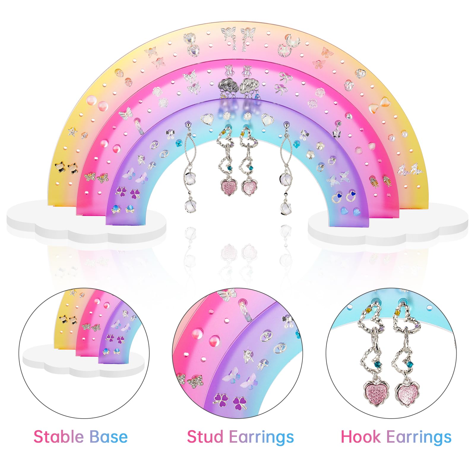 NiHome Rainbow Shaped Gradient Acrylic Earring Organizer with 140 Holes - Image 2
