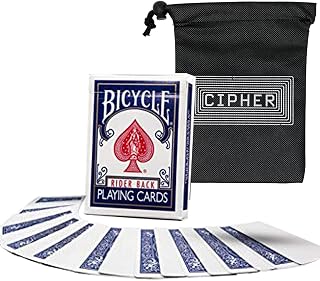 Blank Face Bicycle Cards - Gaff Rider Back Bicycle Deck - Includes Cipher Card Bag (Blue)