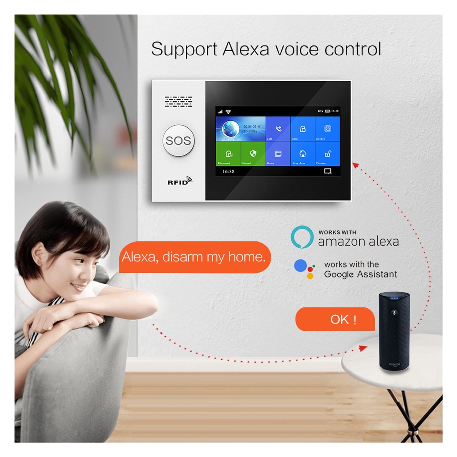Kit Allarme Casa, senza fili SIM 4G GSM. Home Burglar Security 4.3inch di allarme touch screen sms Tuya Smart Life. App. Controllo con sensore di movimento(PG-107)
