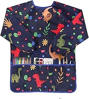 Vista 6 de Paquete de 2 batas de arte para niños, con manga larga y 3 bolsillos para edades de 3 a 8 años