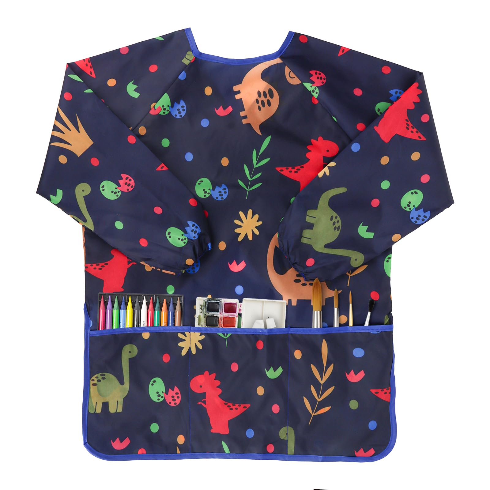 BAHABY Kids Art Smocks Dinosaur waterproof with long sleeve and 3 pockets | Mubboo