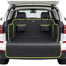 SUV Cargo Liner for Dogs, Upgraded Scratch-proof Leather 14.17" Heightened Side Flaps, 53.15" x40.55" Waterproof Non-Slip Trunk Liner with Bumper Flap, Universal Fit for SUVs Sedans Vans 3-Row SUV
