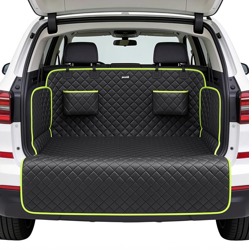 Forro para Porta-Malas de SUV para Cães Pecute BDM03 em Couro, Impermeável, Antiderrapante, com Abas Laterais de 40,1 cm e Proteção para Para-Choque