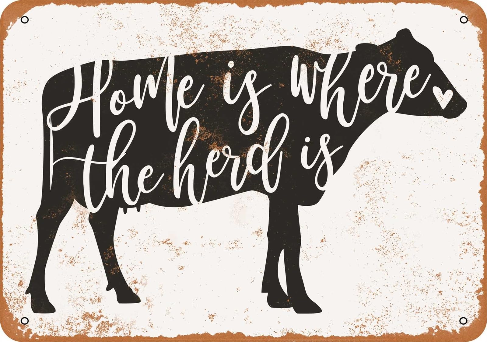 Miaomansenstore Metal Sign - Home Is Where The Herd Is - Vintage Look Home Decor
