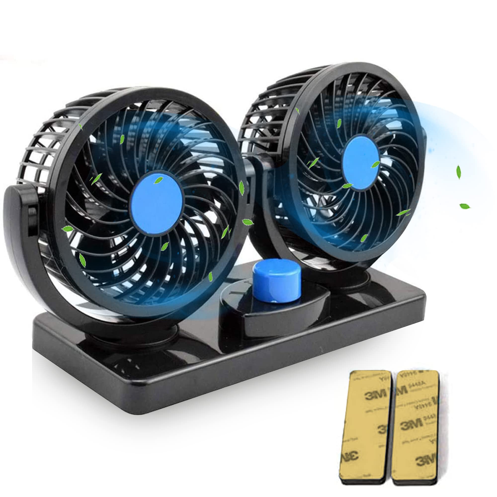 NewGF Car Cooling Fan 360 Degree Rotatable, 2 Speed 12V DC Electric Car