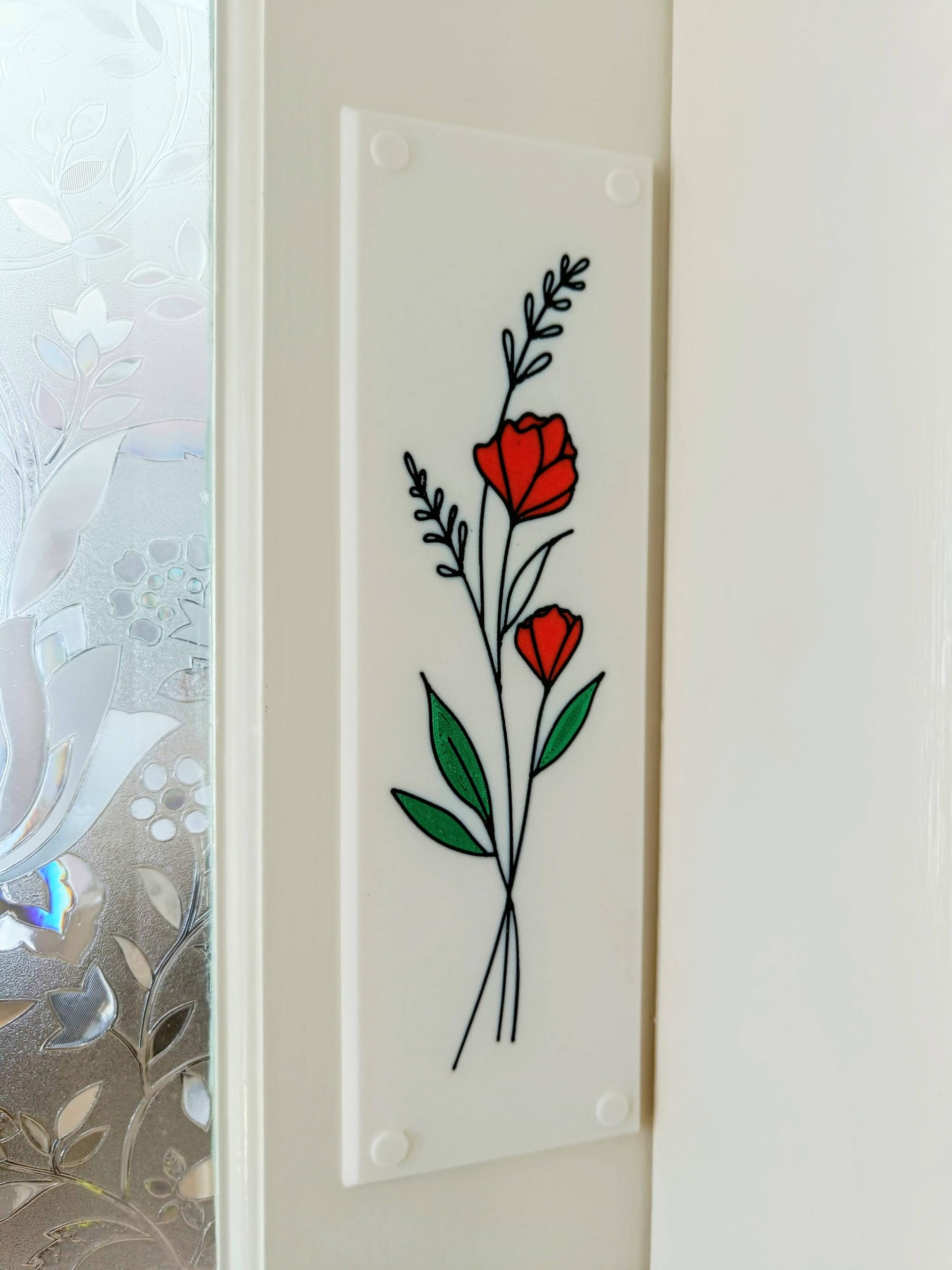 BDC Jewellery Door Finger Push Plates for Internal Doors, Butterfly, Bee or Floral Design. (Colour-Flower)