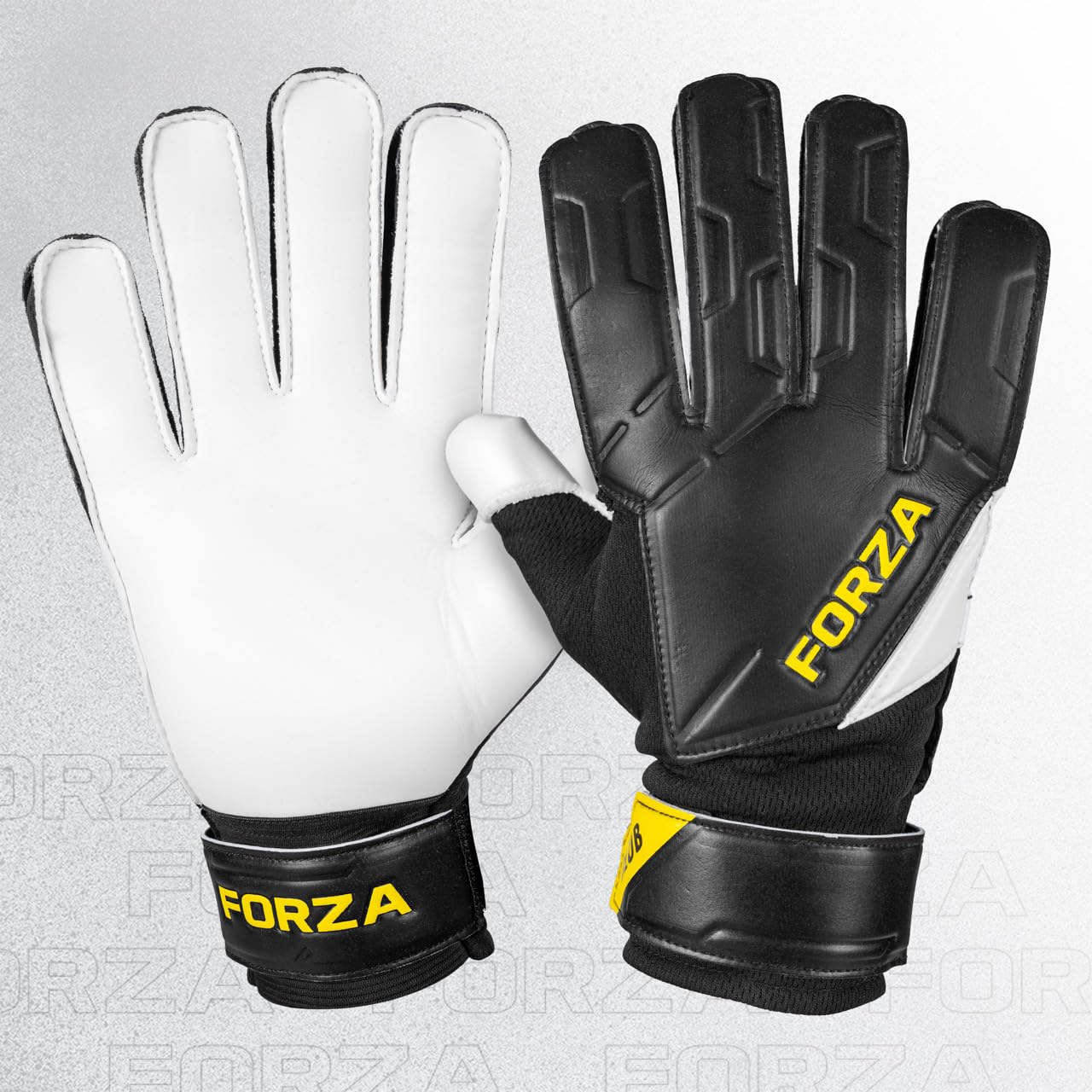 FORZA Club Goalkeeper Gloves [7 Sizes] - Adult & Kids Goalkeeping Gloves (Black, Size 4 (6-7 Years))