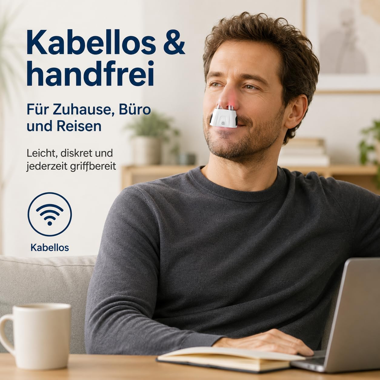 Rotlicht-Nasentherapiegerät 630 nm,Rhinitis-Therapiegerät für allergische Rhinitis, Nasenverstopfung & Niesen, 5-Minuten-Zyklus, kabellos mit Blaulicht-Reinigungssystem