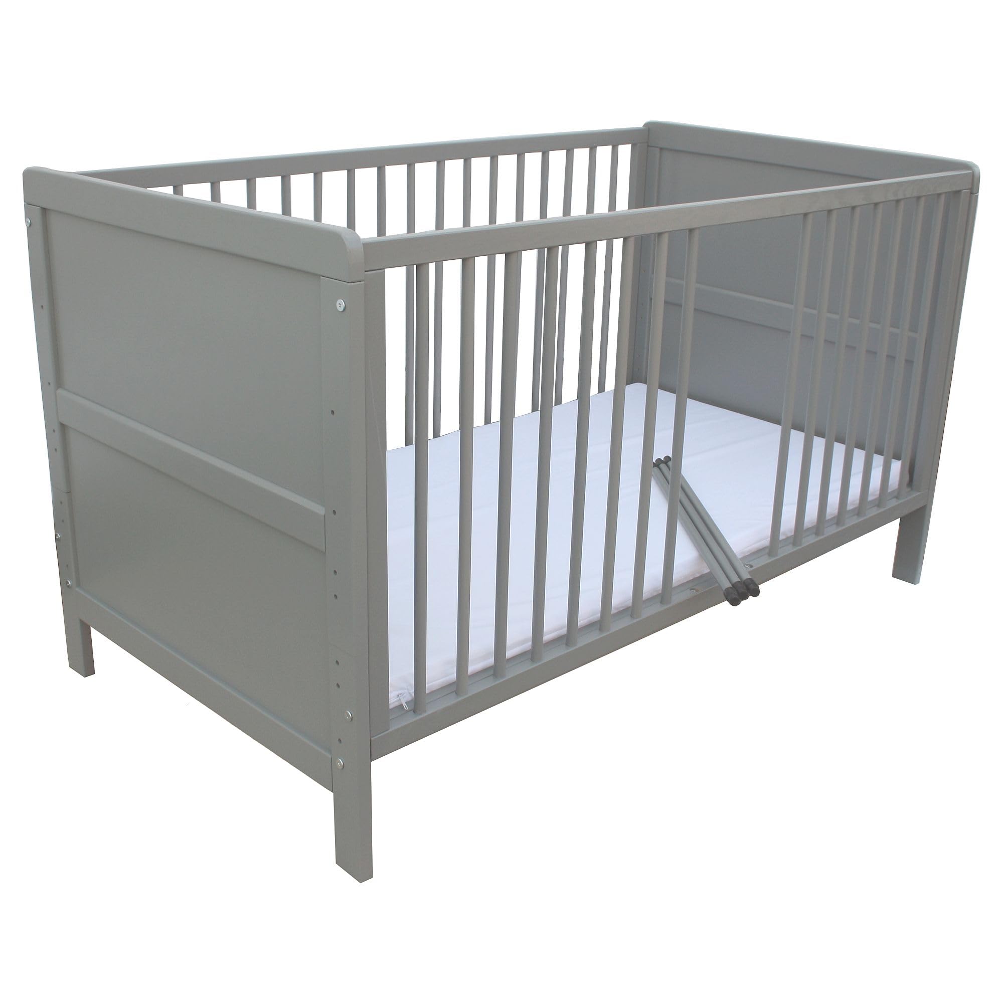 Micoland Kinderbett Juniorbett Beistellbett Wiege 140x70 cm 4in1 mit Matratze grau