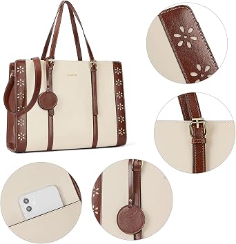 BOSTANTEN Laptop Bag for Women 15.6 inch Computer Leather Briefcase Vintage Work Tote Handbag