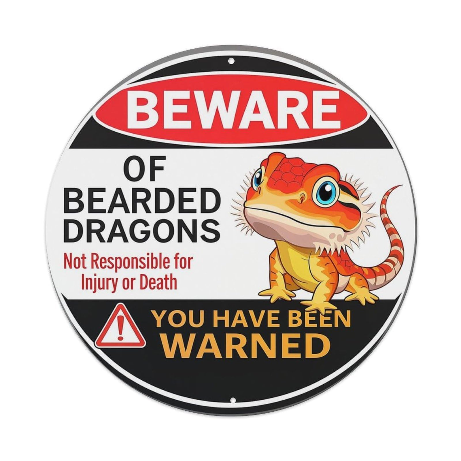 Beware Of Bearded Dragons Warning Tin Sign Metal Poster Vintage Metal Signs for Home Man Cave Bar Cafe Kitchen laundry room Wall Decorations 8x8 inches