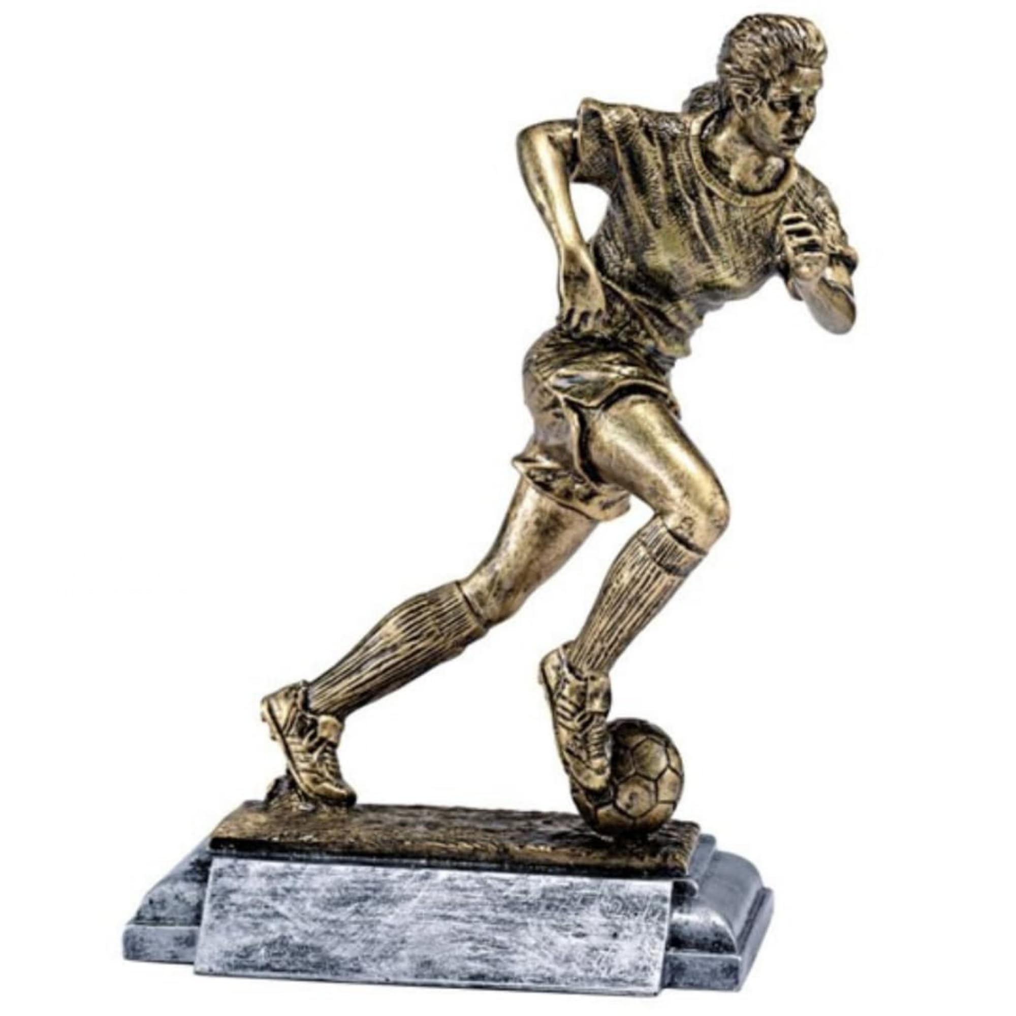 Same Day Awards Soccer Trophy Award – Freeman Classic Resin Female Player Figure with Gold Finish – Custom Engraved Recognition for Teams, Leagues,