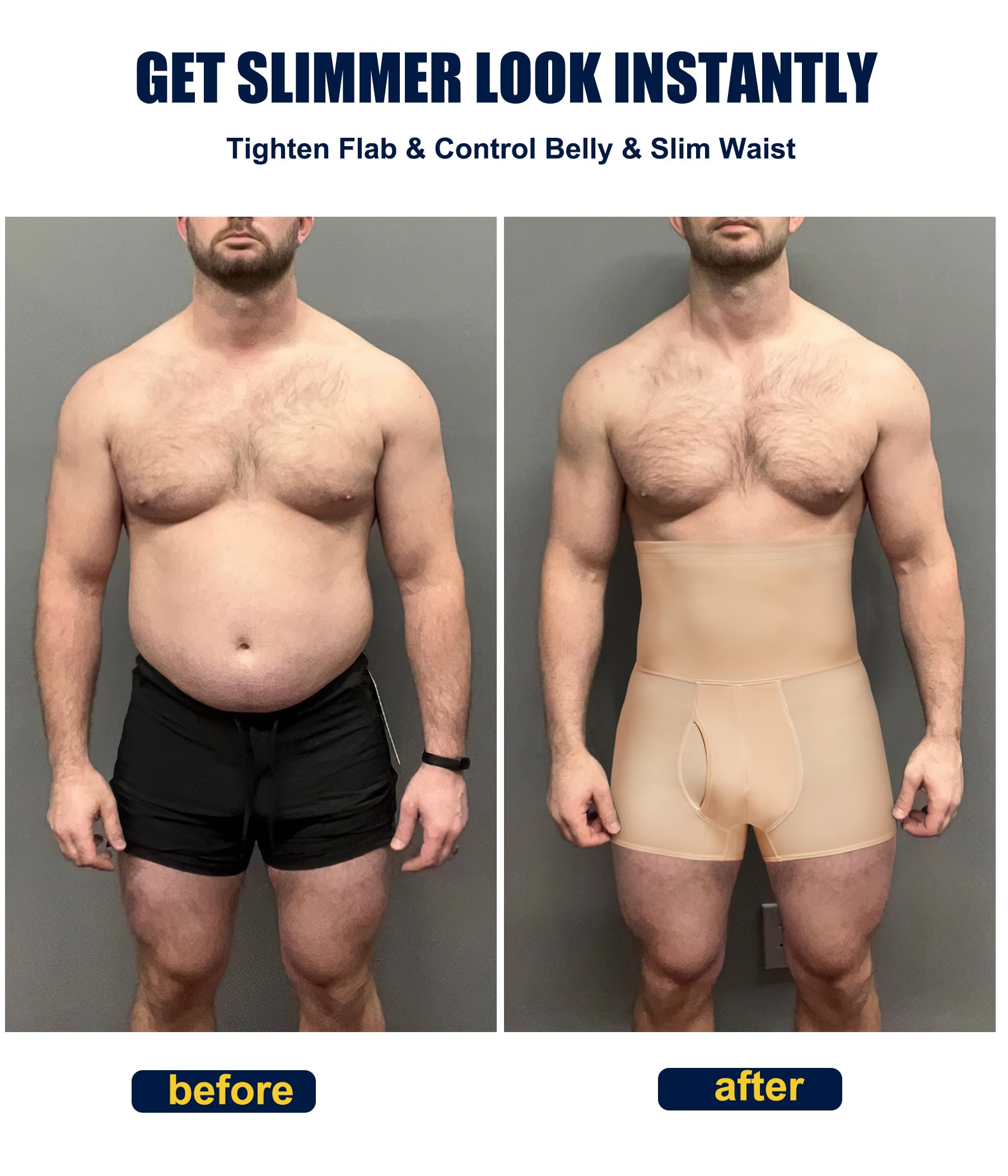 2 pantalones cortos de compresión para hombre, con control de abdomen, cintura alta, sin costuras, adelgazante, ropa interior moldeadora del cuerpo