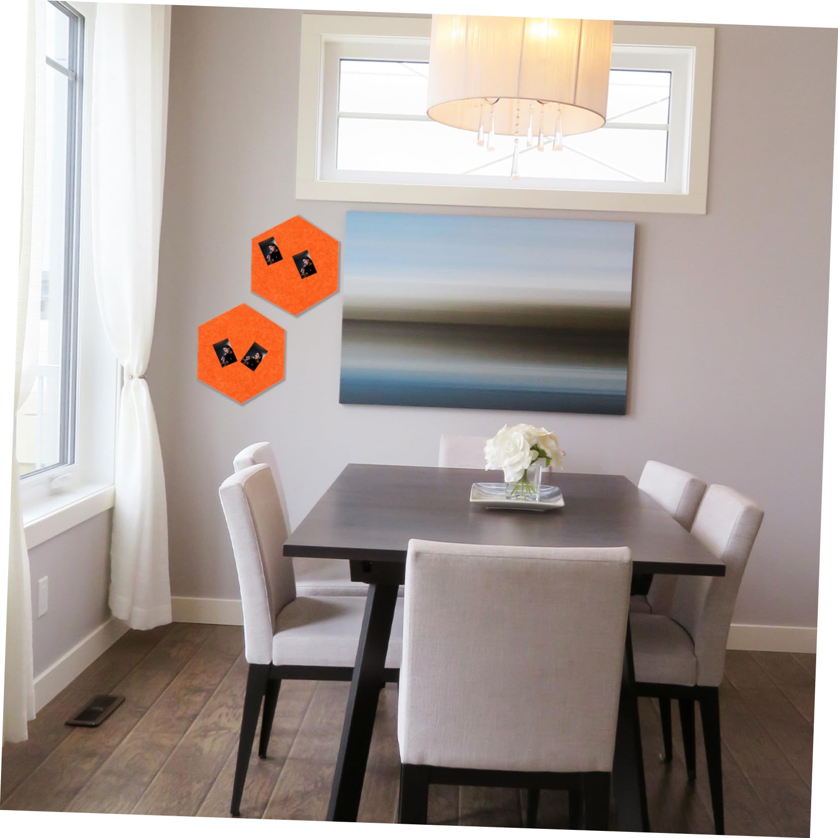EXCEART Panel de Fieltro Hexagonal Adhesivo de Pared 10 Piezas Color Naranja, Tablero de Exhibición Decorativo Multifuncional para Hogar y Oficina, Tablón de Mensajes Autoadhesivo