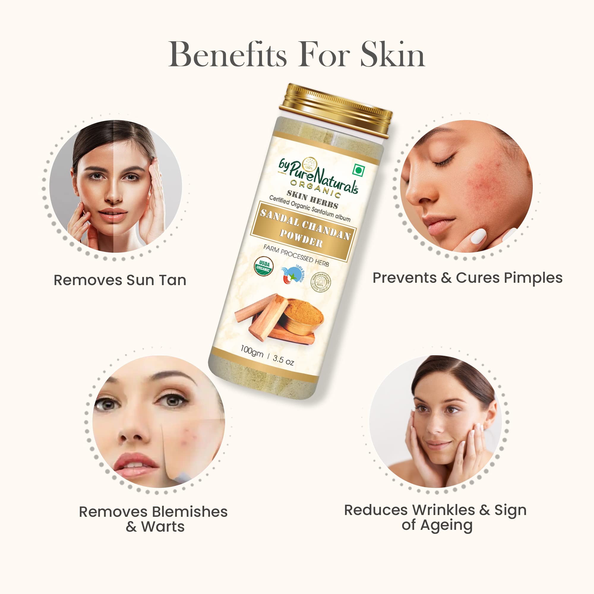 byPureNaturals 100% Natural Herbal Organic Neem Powder & Sandalwood Powder Combo Kit for Skin Care- 200gm… 1