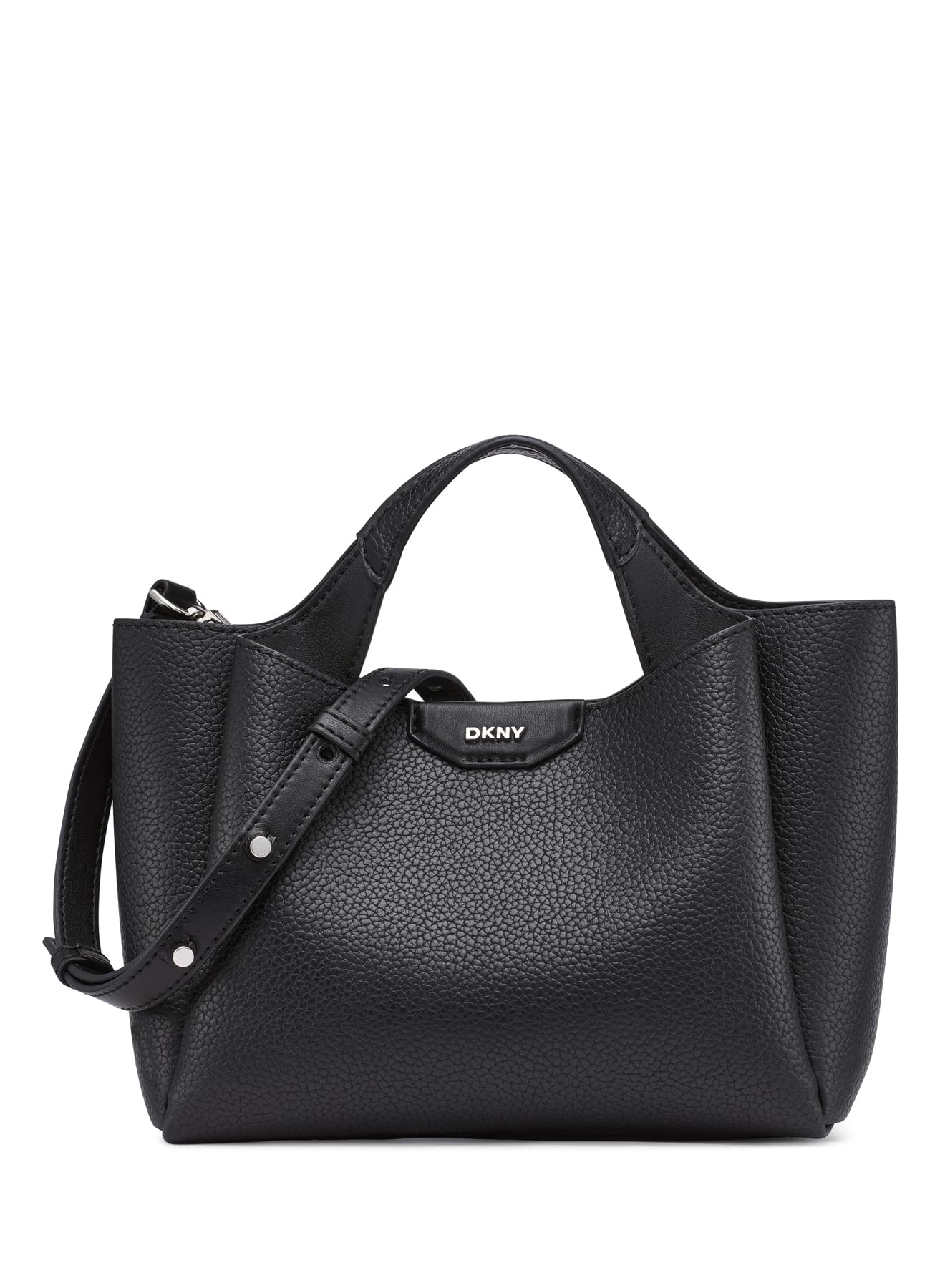 DKNY Women's Willa Mini Satchel 100% Polyurethane, Black and silver, Small