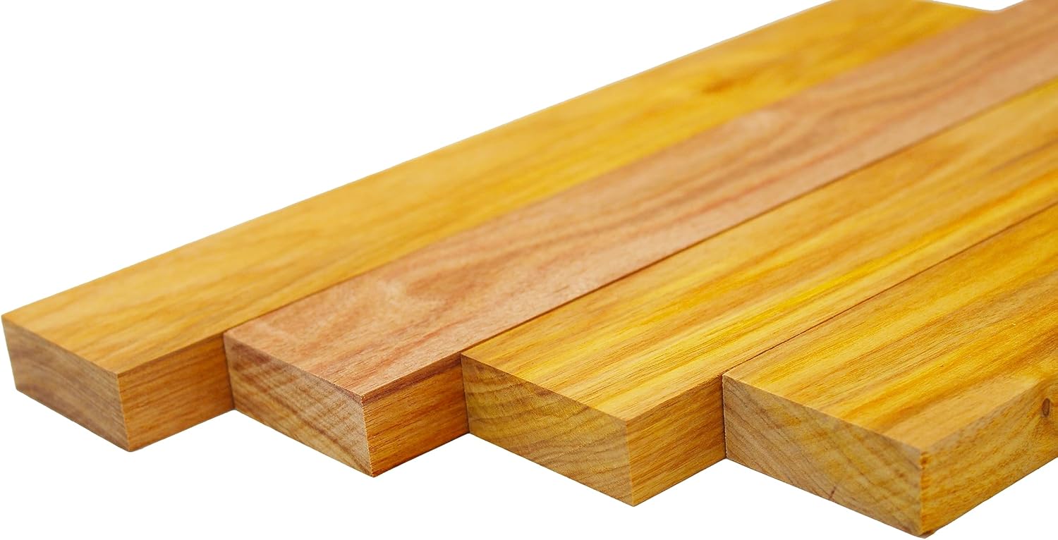 Barrington Hardwoods Canary Wood Lumber Boards 3/4" x 2" (4pcs) (3/4" x 2" x 18")
