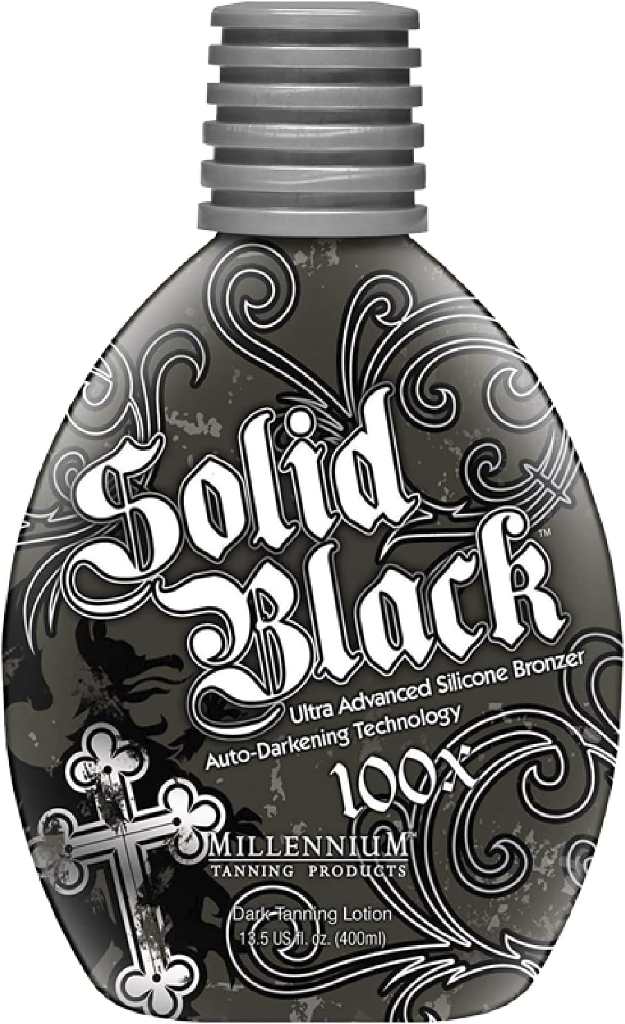 - SOLID BLACK 100X Dark Tanning Lotion Indoor Outdoor Tan Enhancing Silicone Bronzer Tanning Bed Lotion 13.5 Fl oz (400 ml)